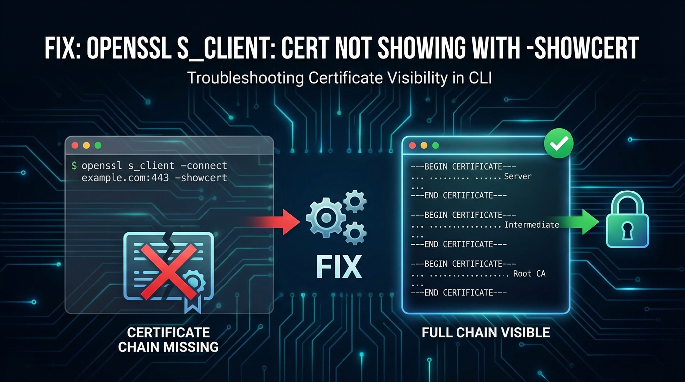 Fix: openssl s_client: cert not showing with -showcert