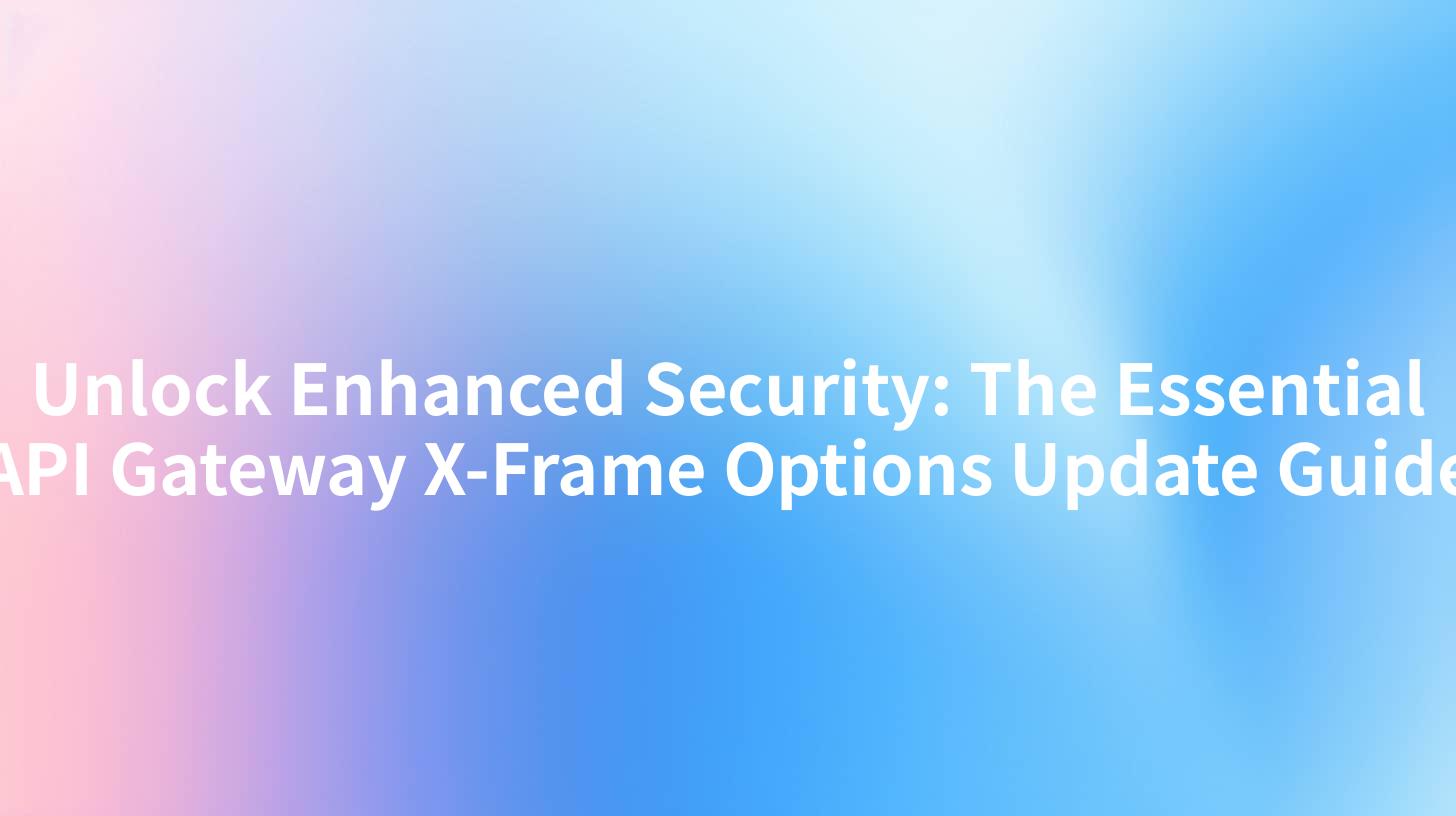Unlock Enhanced Security: The Essential API Gateway X-Frame Options Update Guide