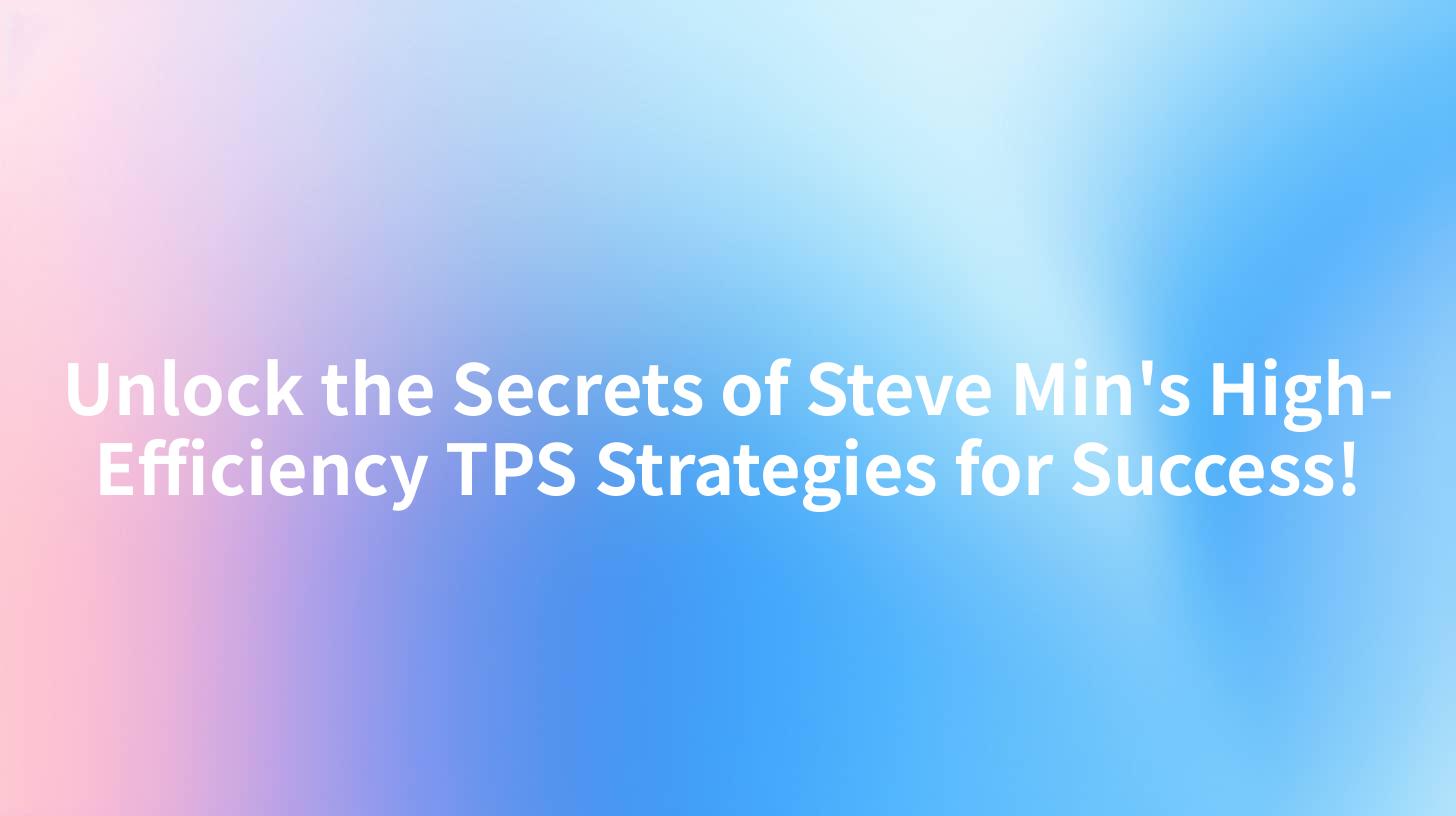 Unlock the Secrets of Steve Min's High-Efficiency TPS Strategies for Success!