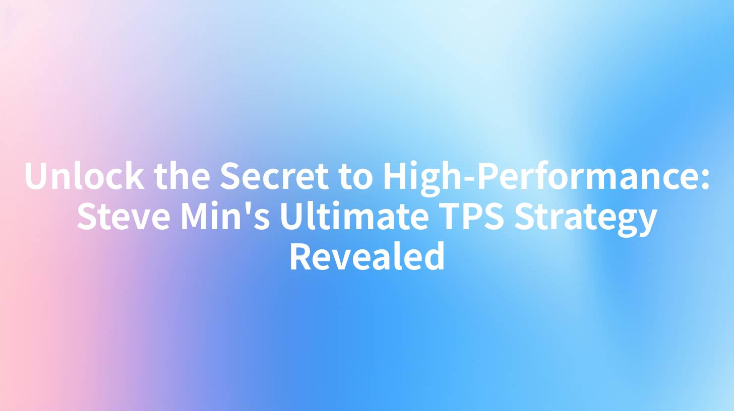 Unlock the Secret to High-Performance: Steve Min's Ultimate TPS Strategy Revealed