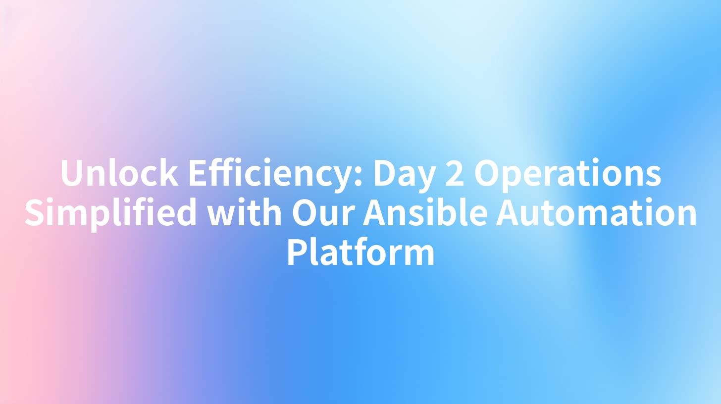 Unlock Efficiency: Day 2 Operations Simplified with Our Ansible Automation Platform
